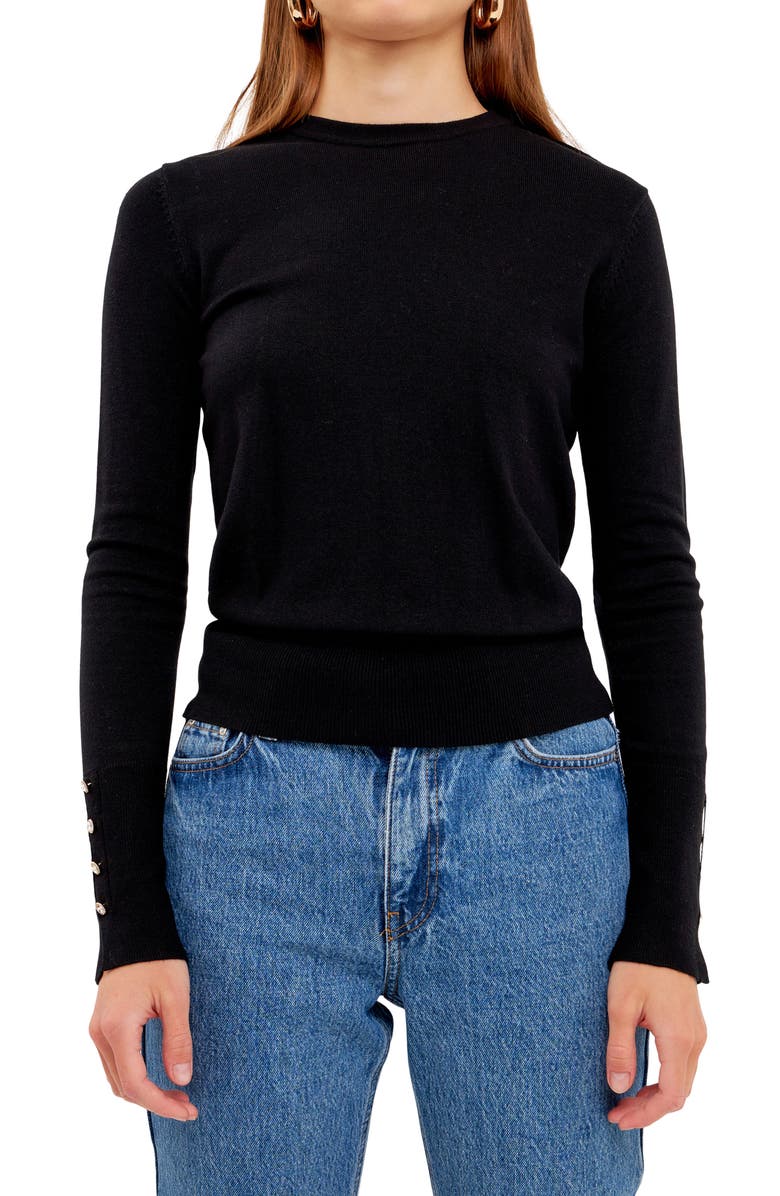 Endless Rose Button Cuff Sweater, Main, color, 