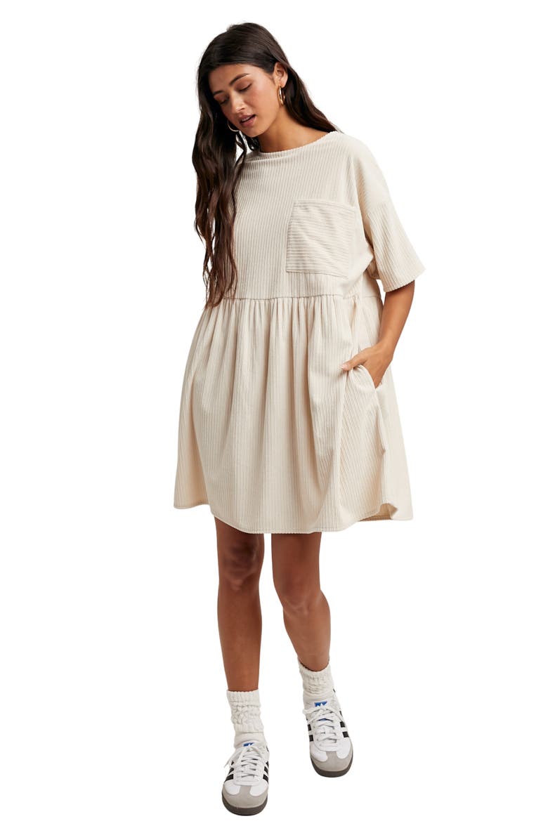 WISHLIST Corduroy Shift Minidress, Alternate, color, Ecru