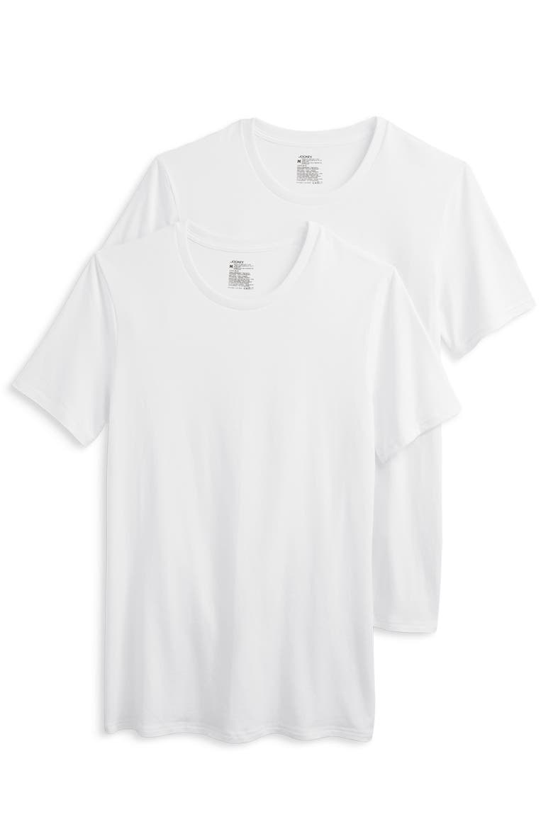 Big & Tall 2-pk Performance Stretch Crewneck T-Shirts, Alternate, color, WHITE