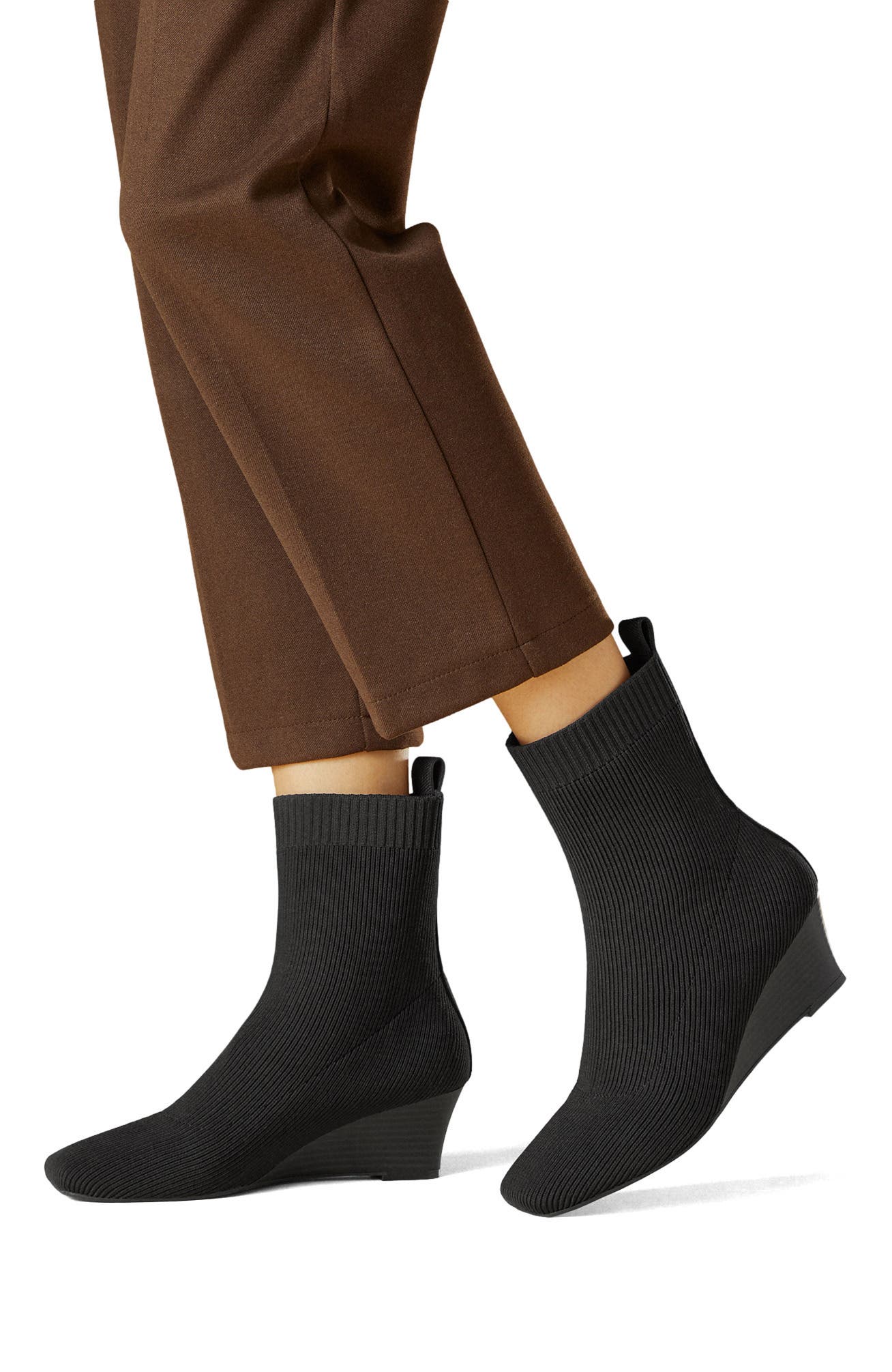 VIVAIA Margot Wedge Bootie Square-Toe Water-Repellent Boots, Alternate, color, Black