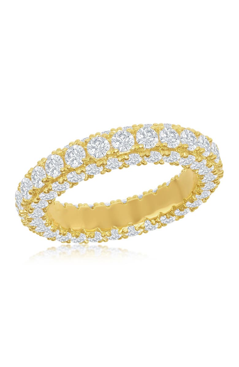 SIMONA 14K Yellow Gold Plated Sterling Silver Pave CZ Eternity Band Ring, Main, color, 