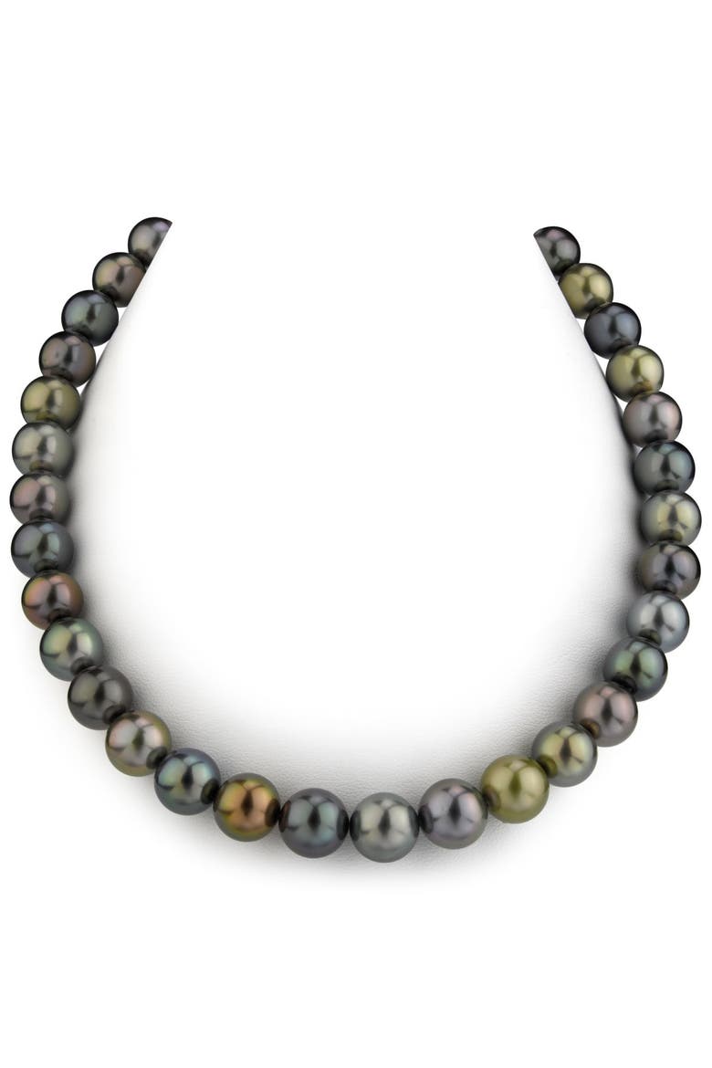 10-11mm Tahitian Multicolor Pearl Necklace - Premier AAAA Quality, Main, color, Yellow Gold Clasp