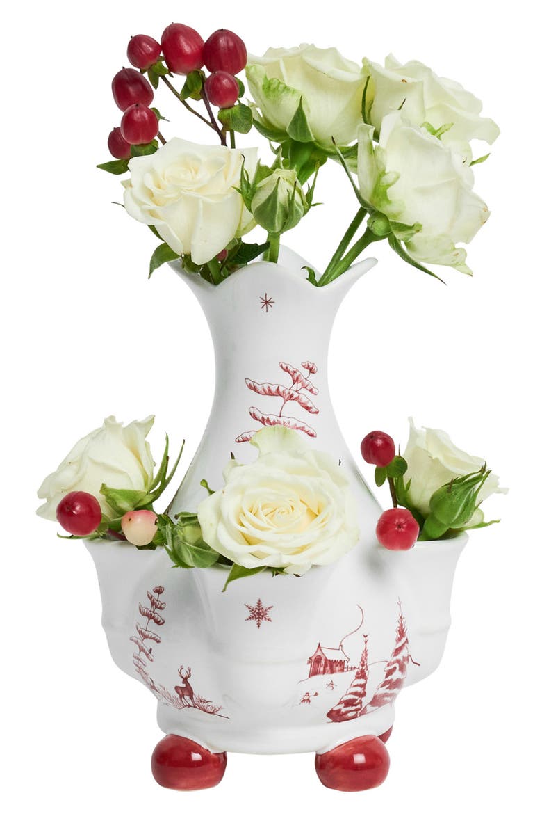 Country Estate Winter Frolic Vase, Alternate, color, RUBY