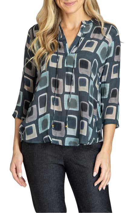 Geometric Split Neck Top