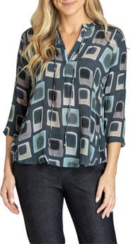 APNY Geometric Split Neck Top