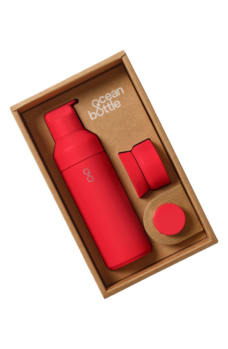 Ocean Bottle Original 3 in 1 17-Ounce Bottle & Lid Set, Alternate, color, Fire Red