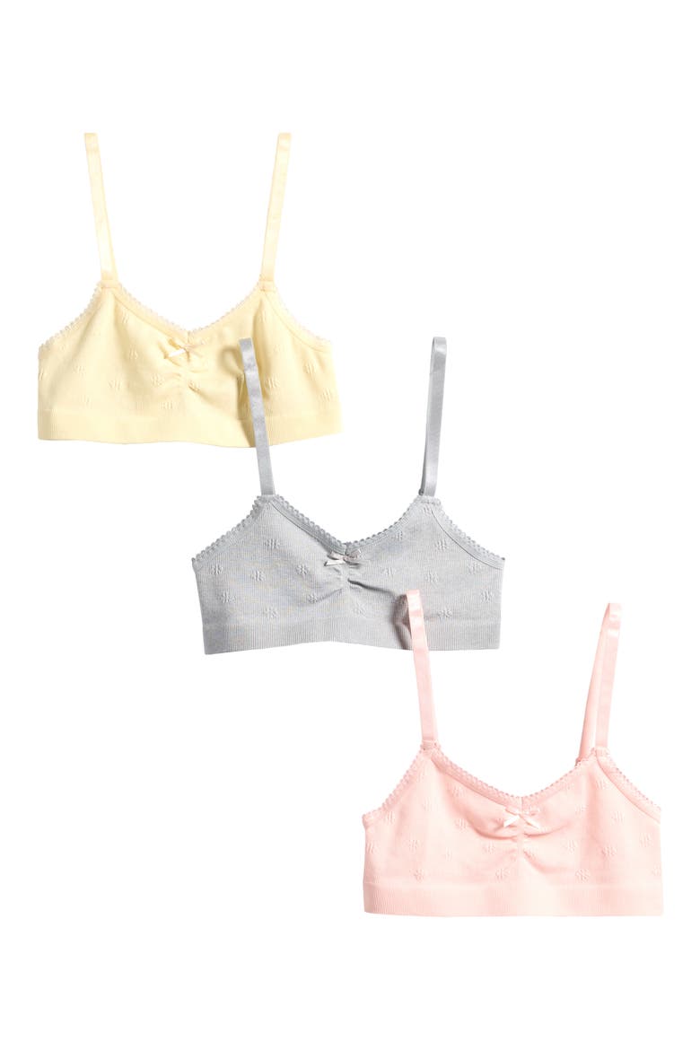 Kids' Assorted 3-Pack Daisy Jacquard Bralettes, Main, color, SUN