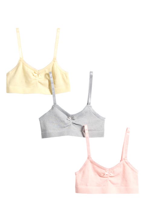 Kids' Assorted 3-Pack Daisy Jacquard Bralettes