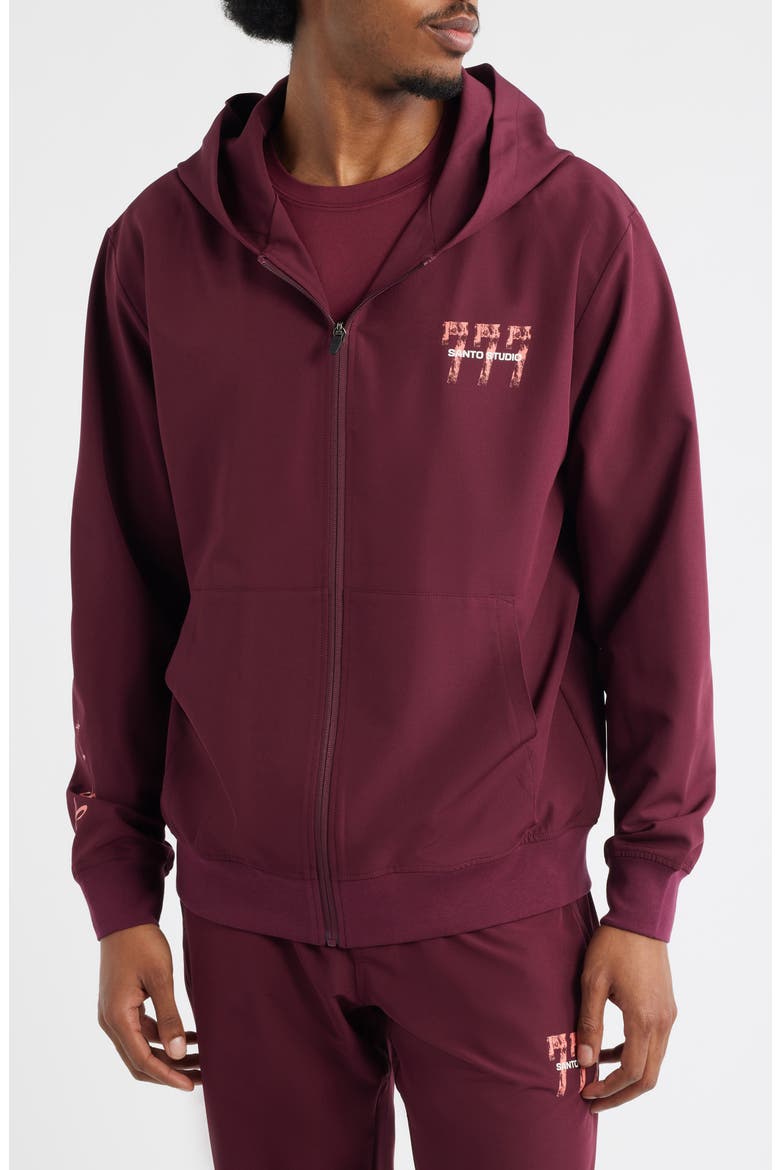 Tempo 777 Zip Front Hoodie, Alternate, color, MERLOT