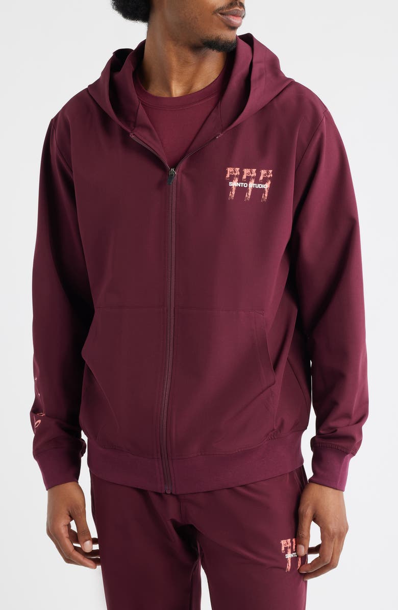 SANTO STUDIO Tempo 777 Zip Front Hoodie, Alternate, color, Merlot