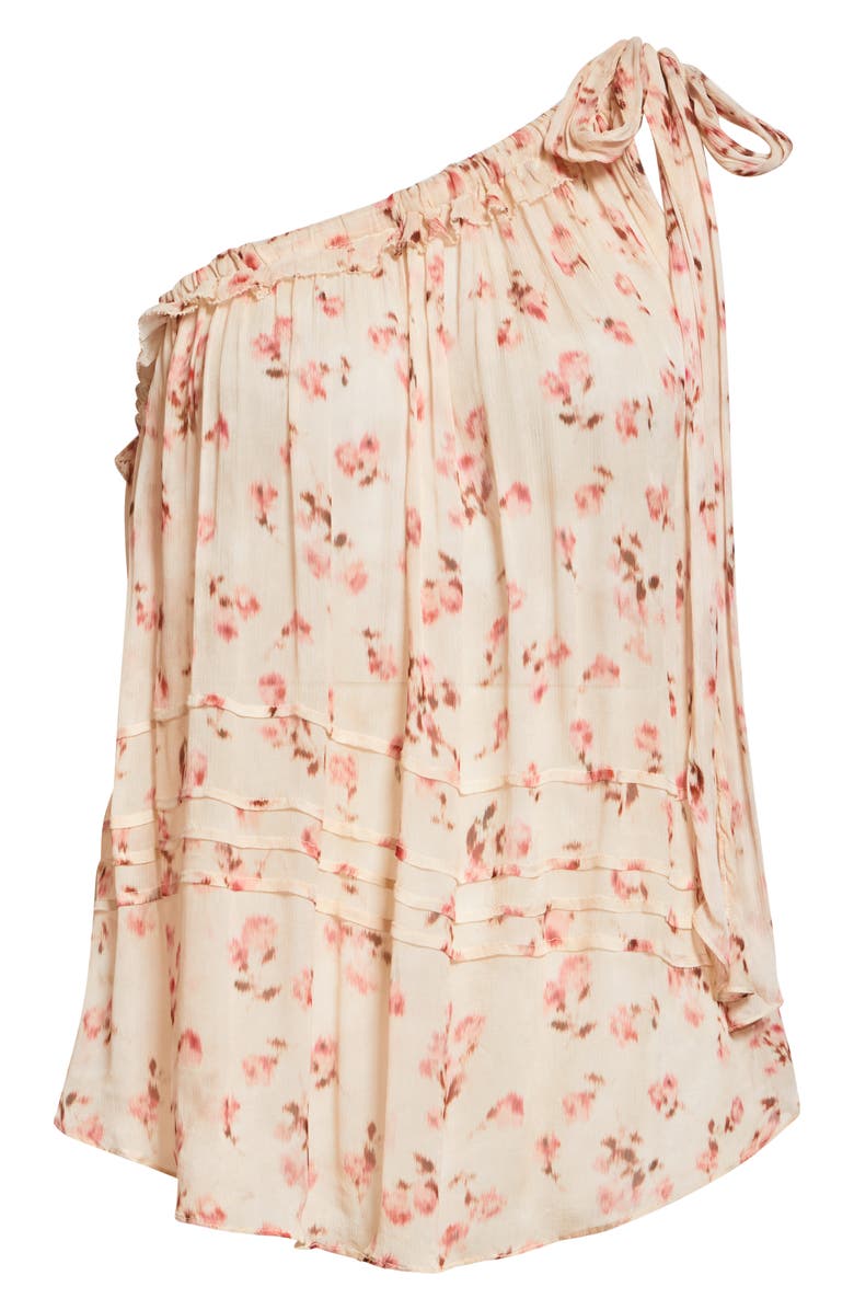 Isabel Marant Étoile Loeva One-Shoulder Tiered Tunic, Alternate, color, Beige