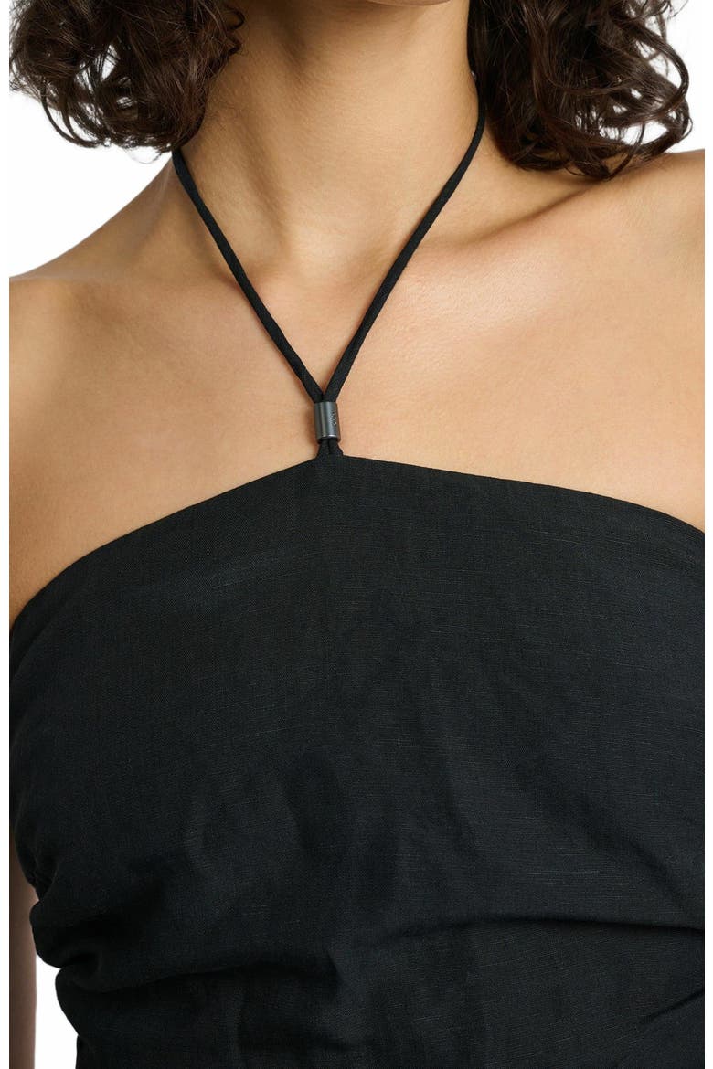 Air Linen Asymmetrical Halter Top, Alternate, color, BLACK