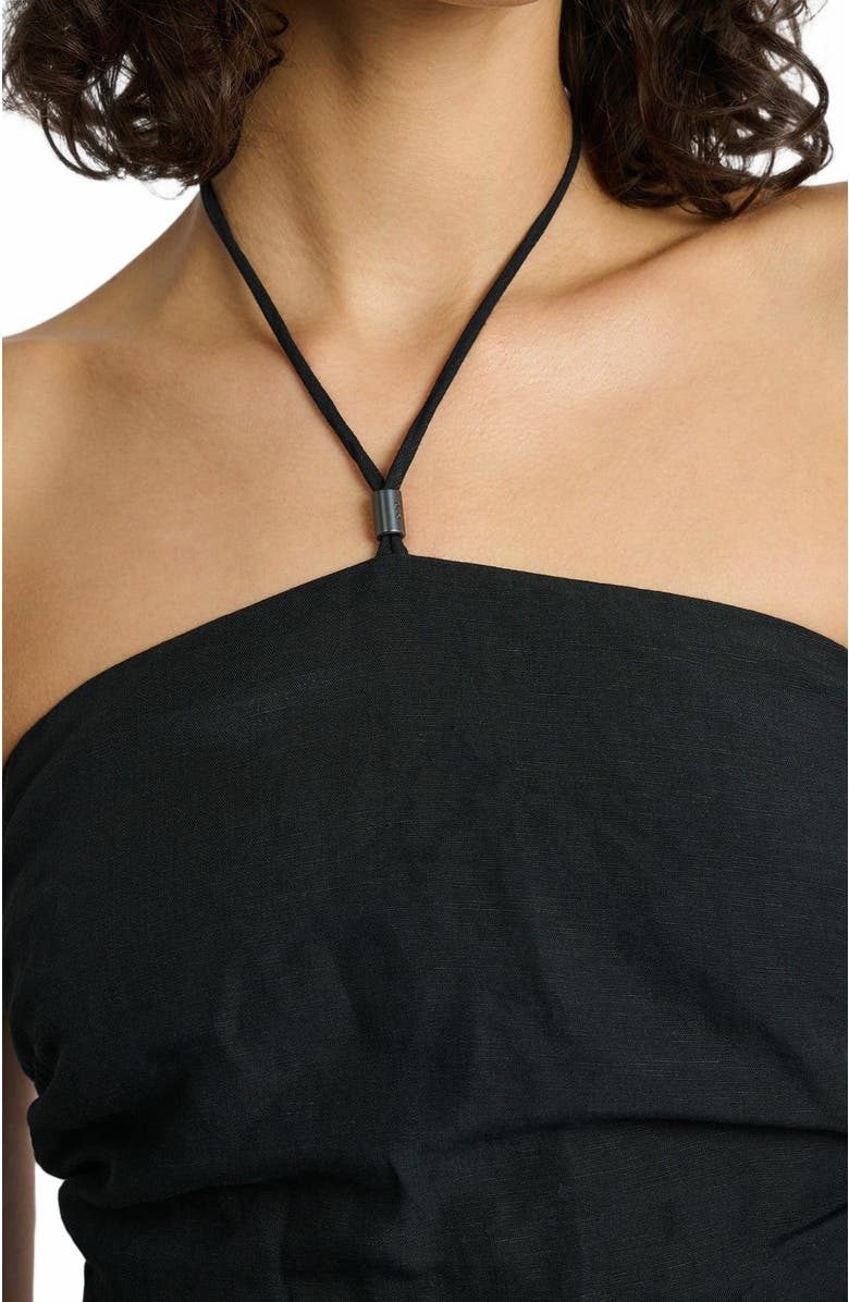 Onia Air Linen Asymmetrical Halter Top, Alternate, color, Black