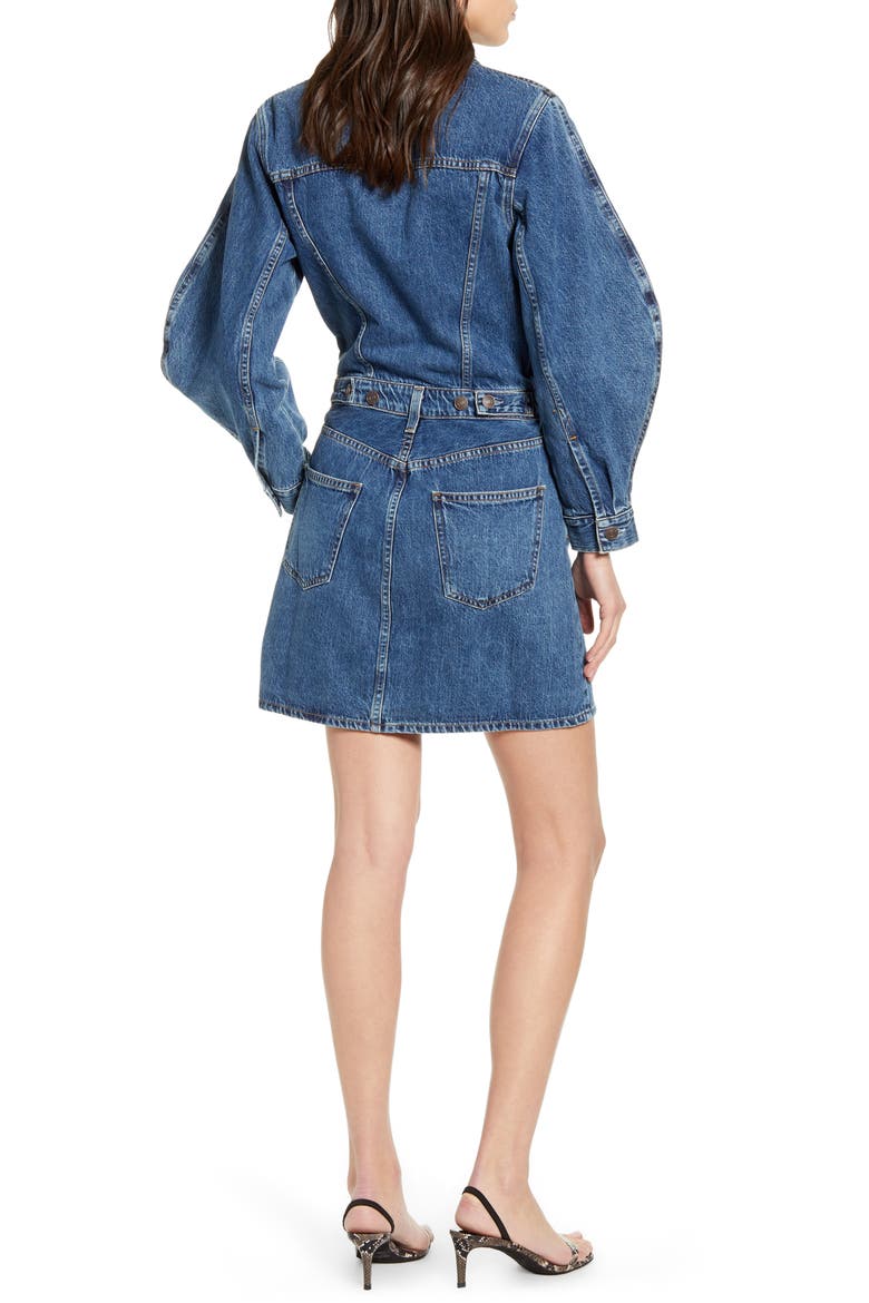 Long Sleeve Cotton Denim Minidress, Alternate, color, SHELTER
