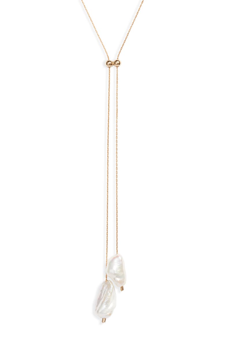 Set & Stones Elliatt Freshwater Pearl Lariat Necklace, Alternate, color, Gold
