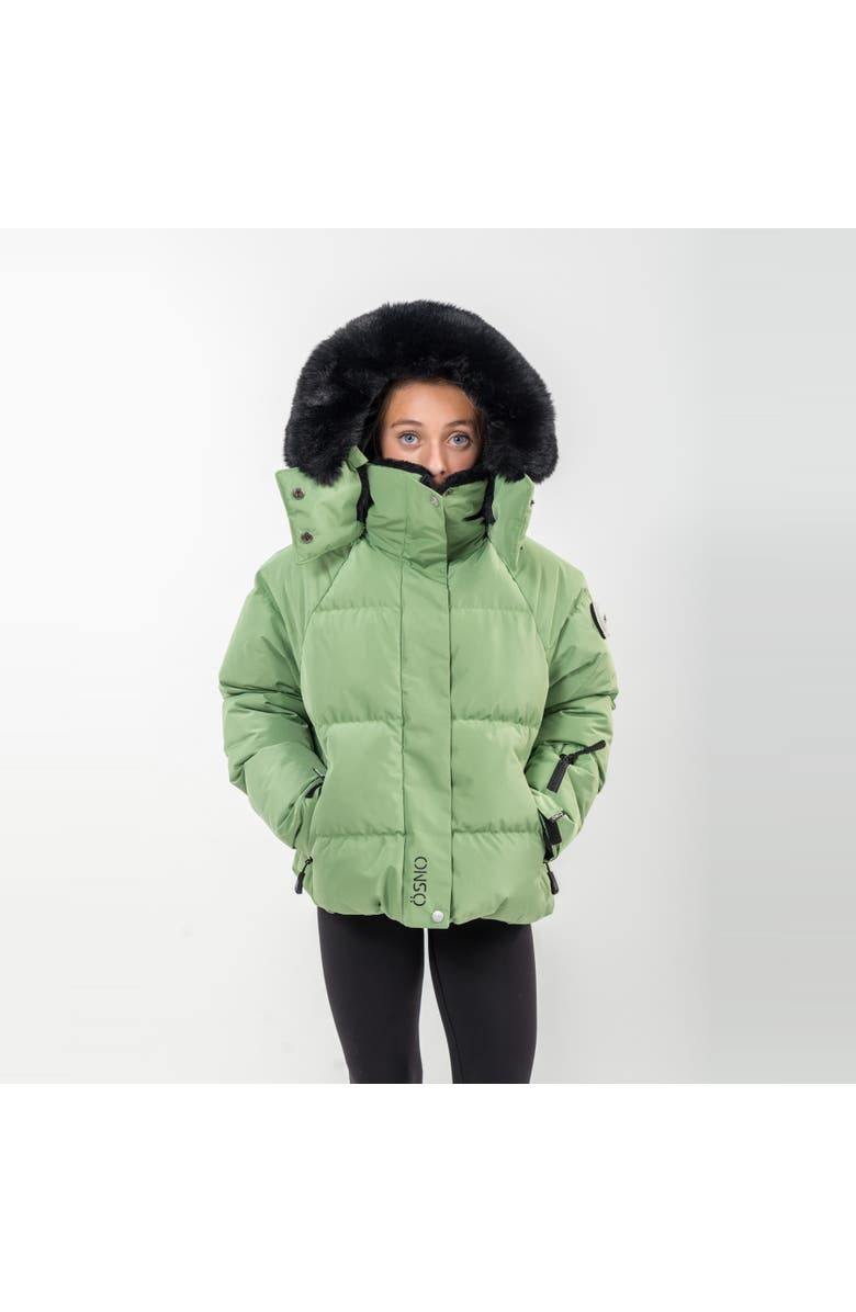 ÖSNO Nikki Cropped Ski Jacket Snowpants Set, Alternate, color, Pastel Green