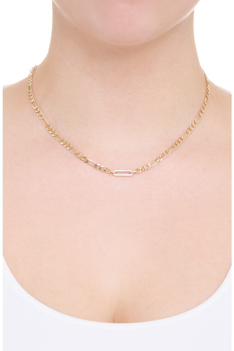 Pavé Figaro Chain Necklace, Alternate, color, GOLD