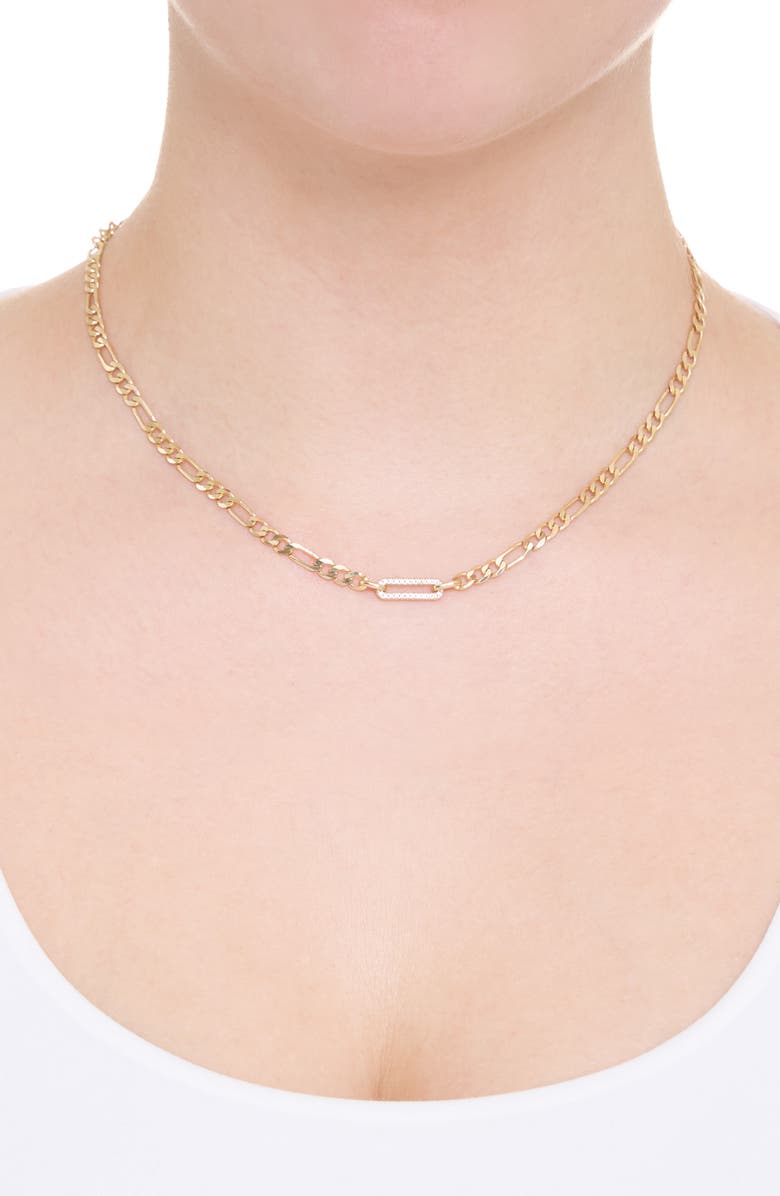 ATHRA LUXE Pavé Figaro Chain Necklace, Alternate, color, Gold