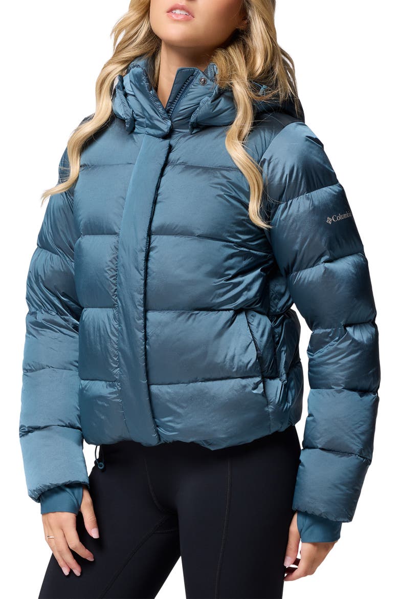 Amaze Puff Hooded Jacket, Alternate, color, EVERBLUE HIGH SHINE