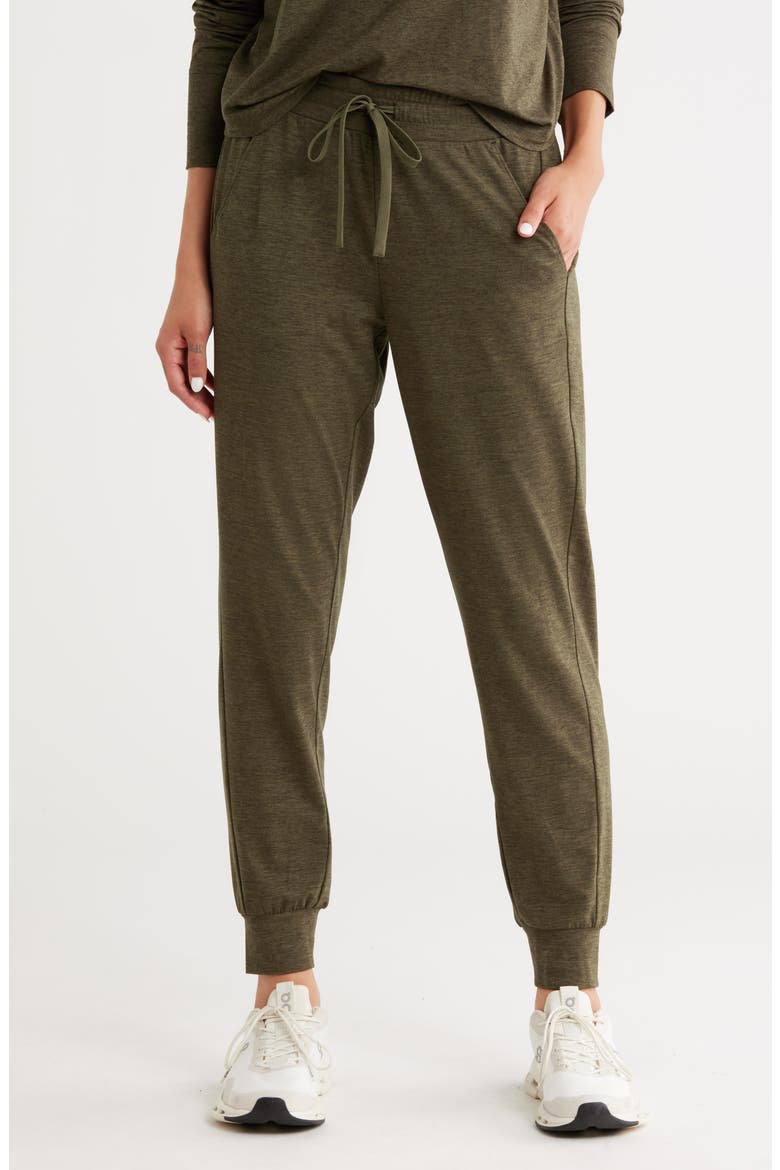 Aura Essential Joggers, Main, color, OLIVE NIGHT HEATHER
