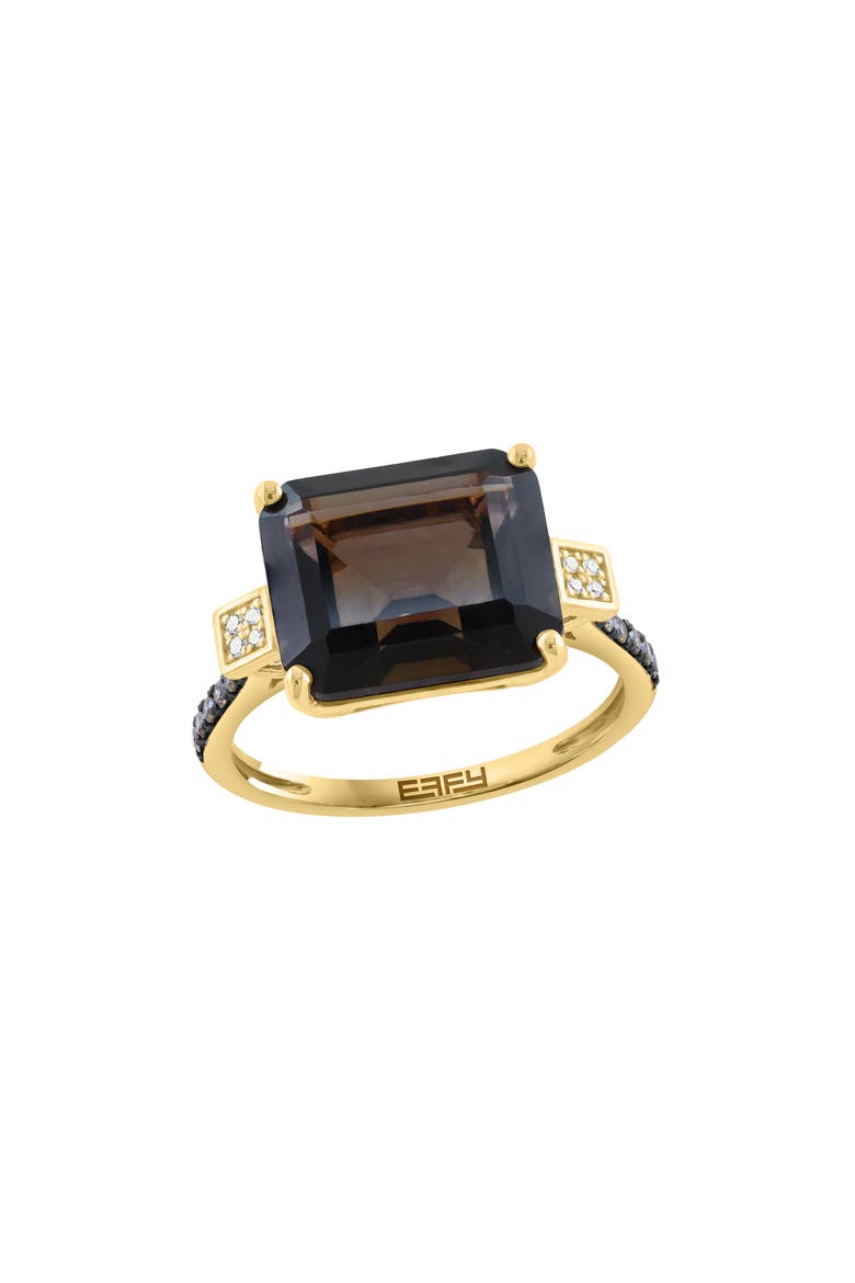 Smoky Quartz & Diamond Ring, Main, color, BROWN