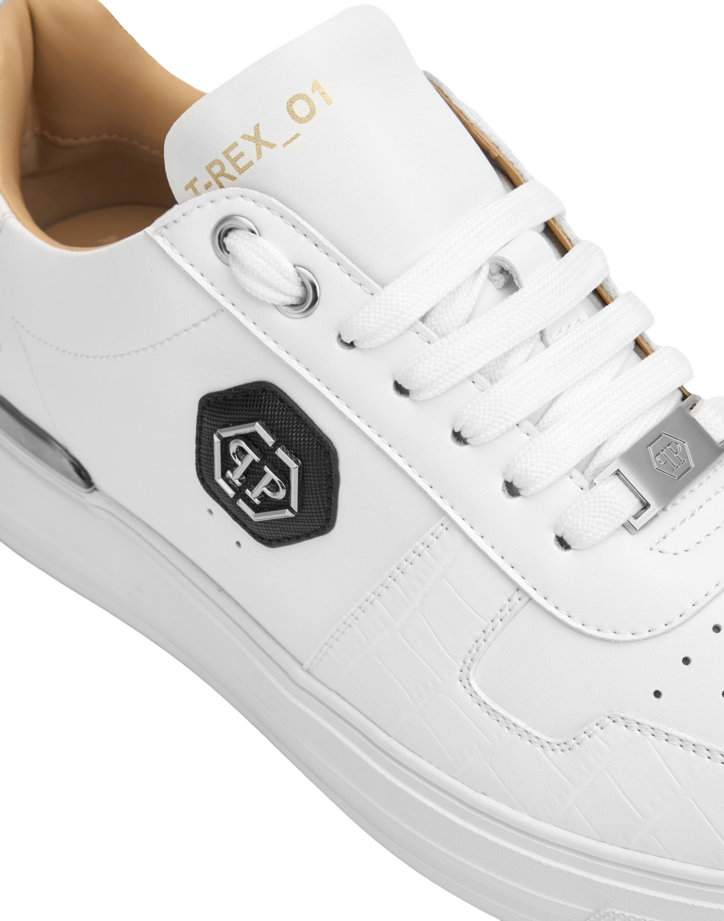 Sneakers T-Rex_01 Nappa And Cocco Unisex, Alternate, color, white