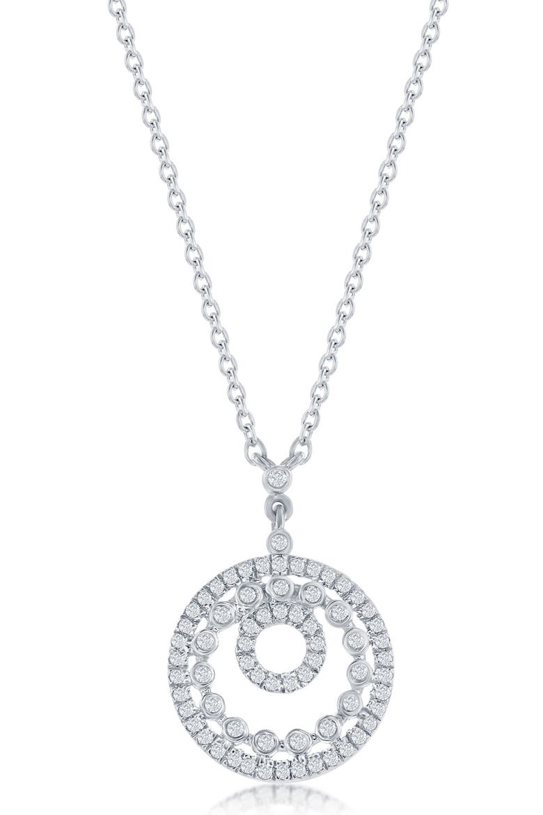 Sterling Silver Pavé Diamond Circles Pendant Necklace - 0.10ct., Main, color, SILVER