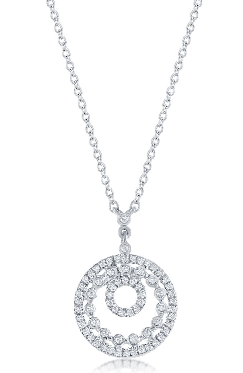 SIMONA Sterling Silver Pavé Diamond Circles Pendant Necklace - 0.10ct., Main, color, Silver