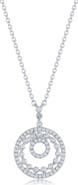 SIMONA Sterling Silver Pavé Diamond Circles Pendant Necklace - 0.10ct.