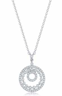 SIMONA Sterling Silver Pavé Diamond Circles Pendant Necklace - 0.10ct.
