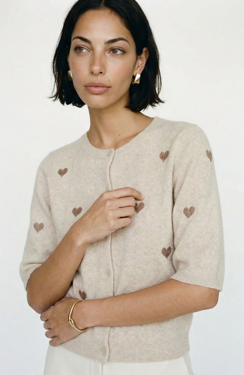VERO MODA Offy Intarsia Cardigan, Alternate, color, Birch Detail Moon Rock Hearts