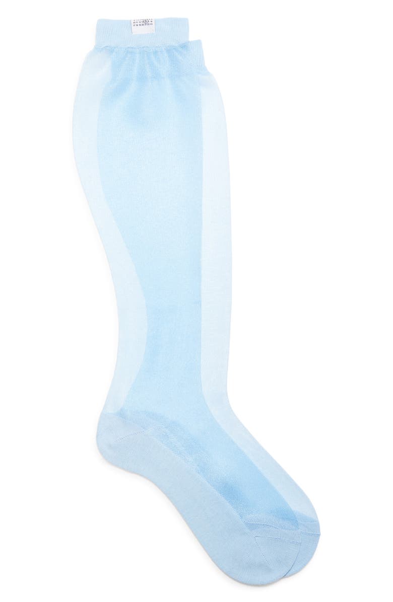 MM6 Maison Margiela Bootleg Sheer Knee High Socks, Main, color, Shirt Blue