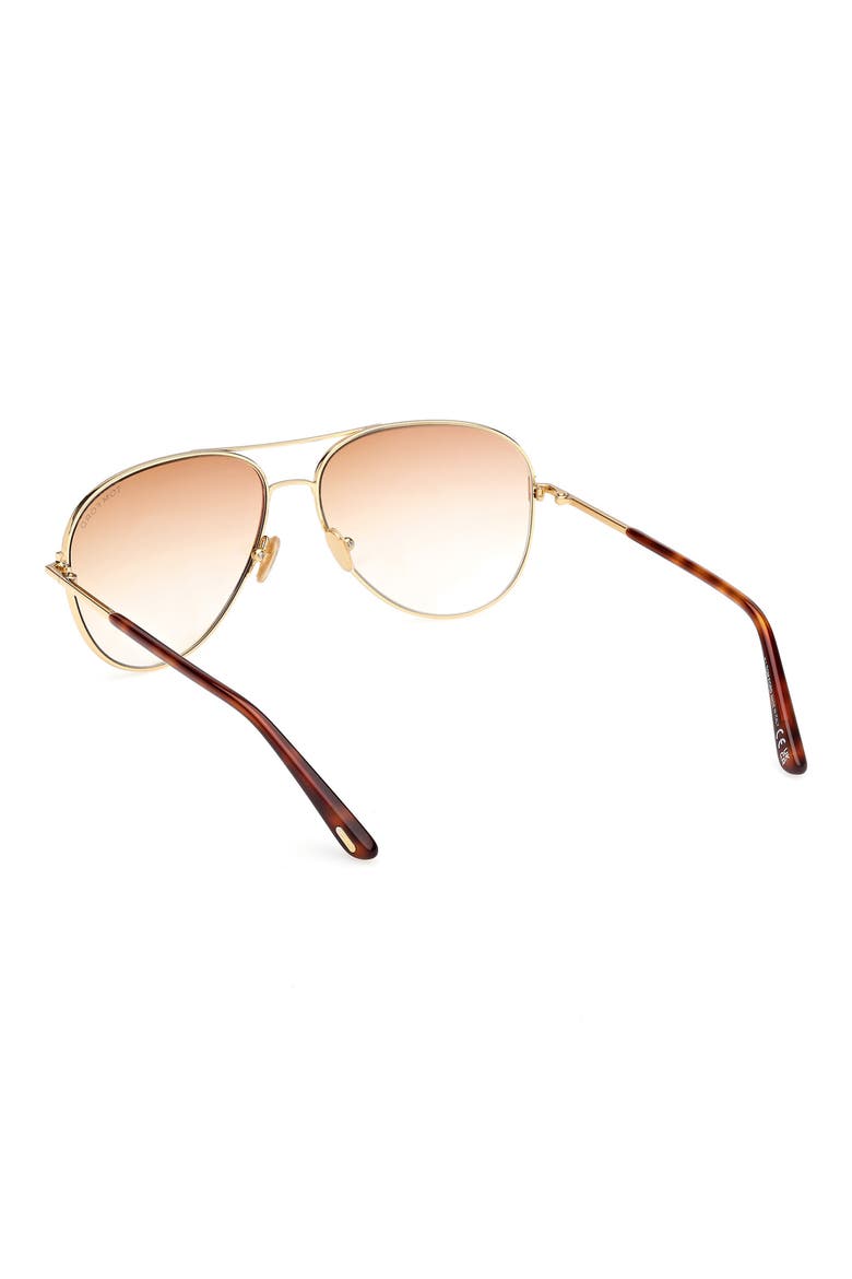 Clark 59mm Gradient Pilot Sunglasses, Alternate, color, SHINY GOLD / GRADIENT AMBER