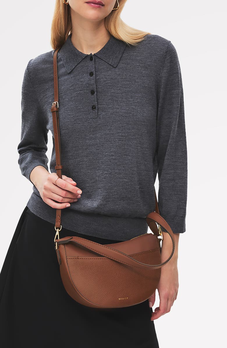 Radley Portland Way Small Zip Top Leather Shoulder Bag, Alternate, color, Cherrywood