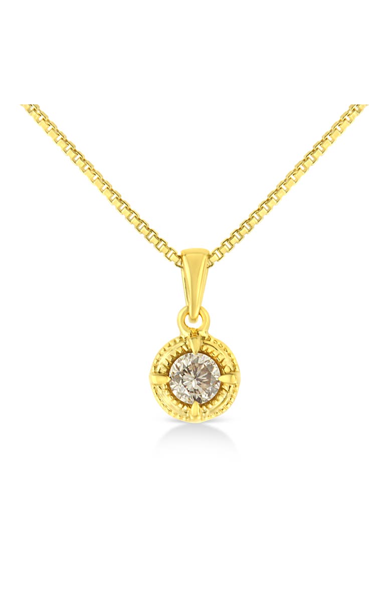 Haus of Brilliance 14K Yellow Gold Plated Silver 1/2 Cttw Diamond Solitaire Milgrain Pendant Necklace, Main, color, Yellow
