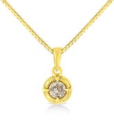 Haus of Brilliance 14K Yellow Gold Plated Silver 1/2 Cttw Diamond Solitaire Milgrain Pendant Necklace
