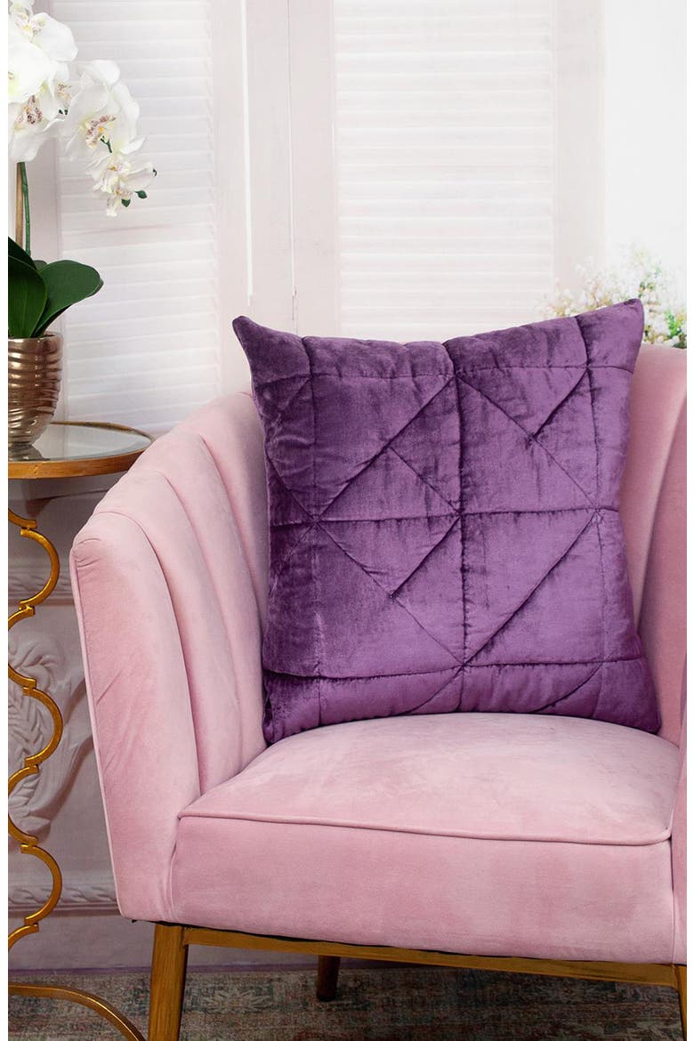 Zoe Quilted Throw Pillow, Alternate, color, PURPLE