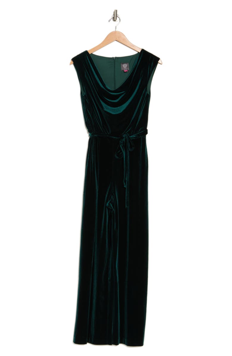 Vince Camuto Cowl Neck Velvet Jumpsuit, Alternate, color, 