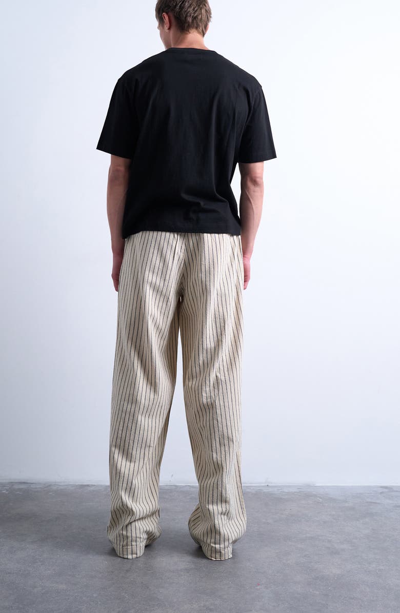 Topman Baggy Fit Stripe Pants, Alternate, color, Cream