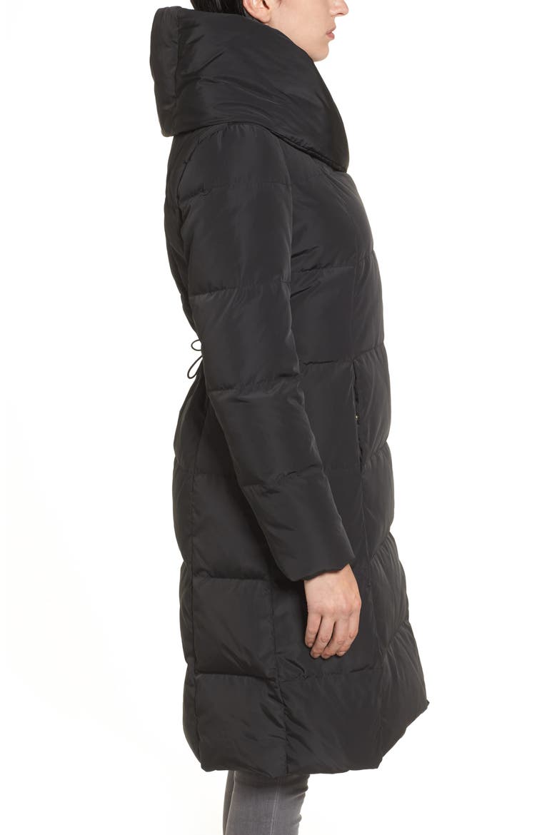 Down & Feather Coat, Alternate, color, BLACK