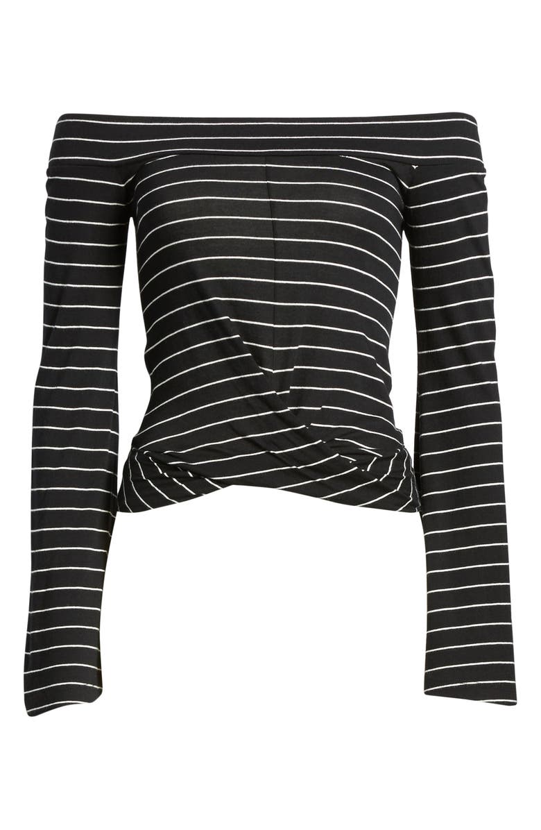 BP. Stripe Twist Front Off the Shoulder Top, Alternate, color,
