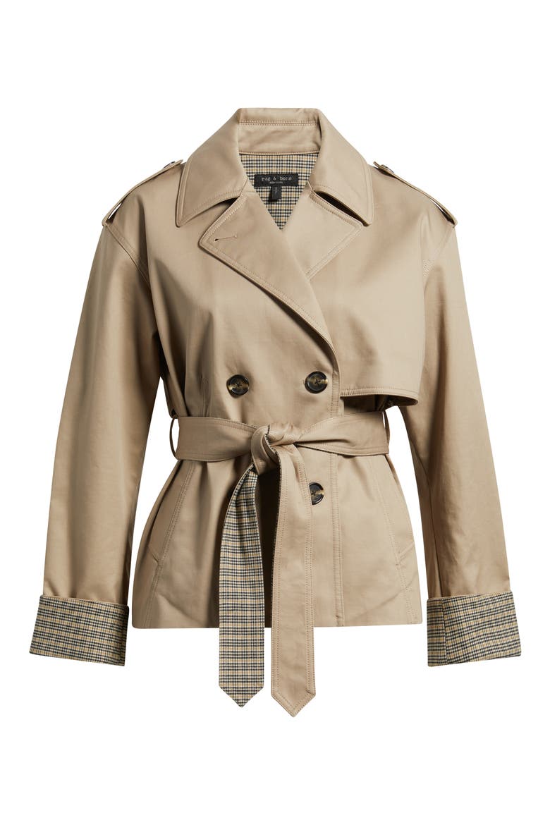 Bonnie Crop Trench Coat, Alternate, color, KHAKI