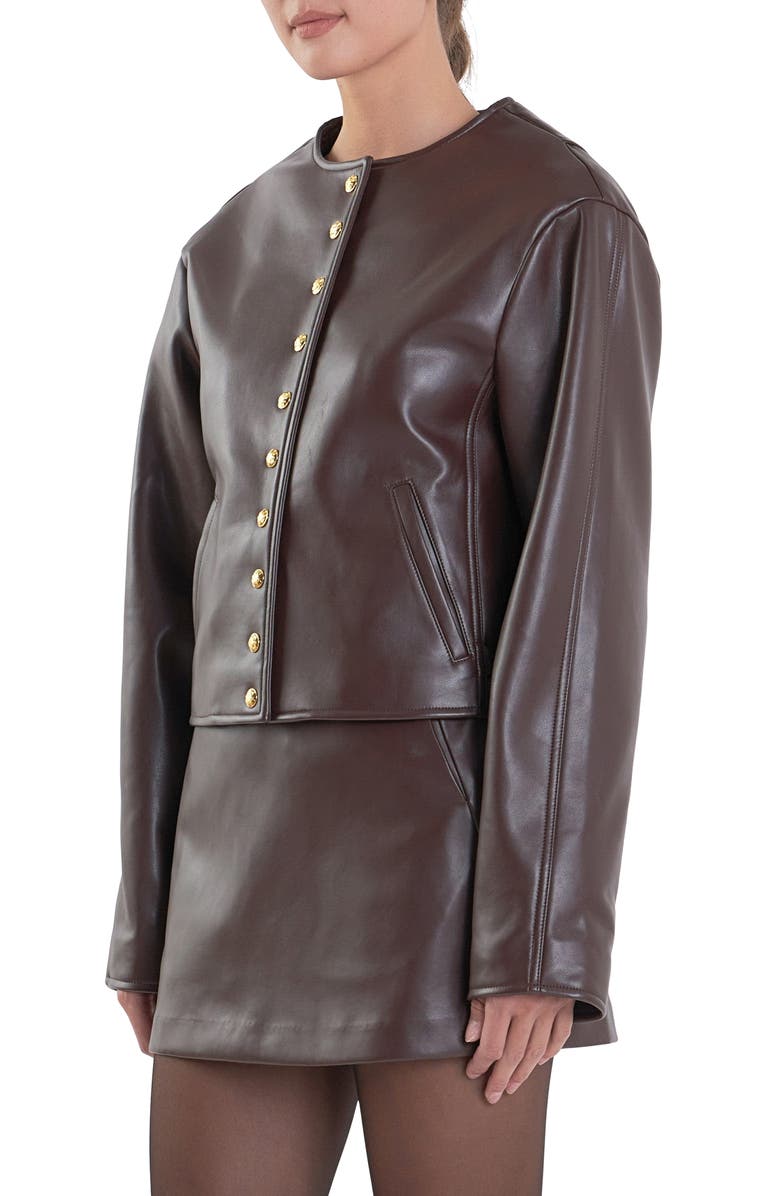English Factory Faux Leather Jacket, Alternate, color, 
