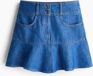 H&M Flounced Denim Mini Skirt