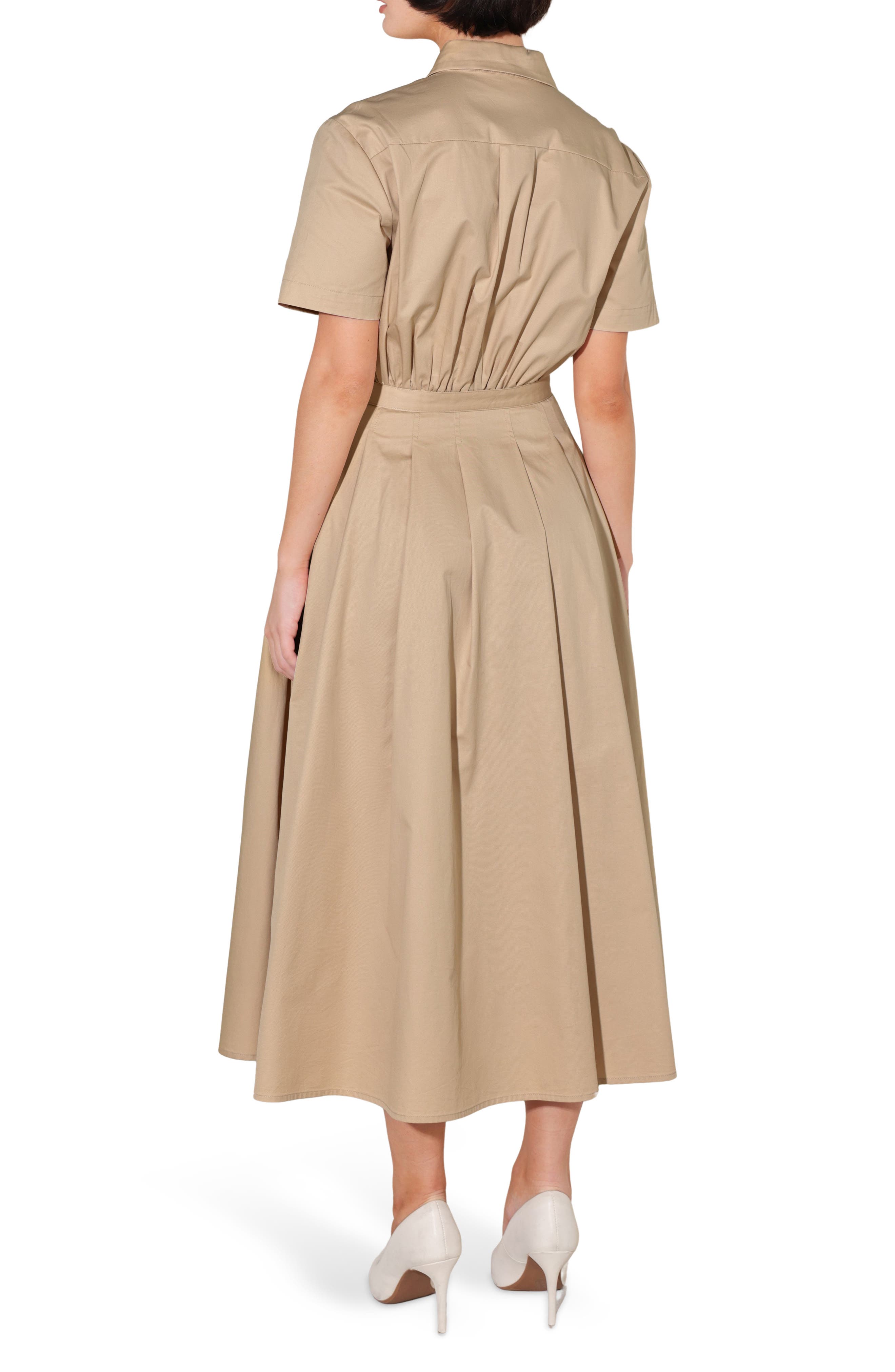 midi dress poplin polos Olea Sky Blue Striped Cotton Ruched The button Beatrice Button Down Poplin Midi