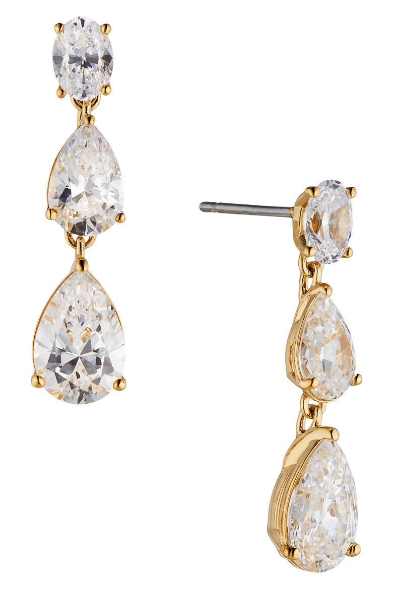 Chiara Cubic Zirconia Drop Earrings, Main, color, GOLD
