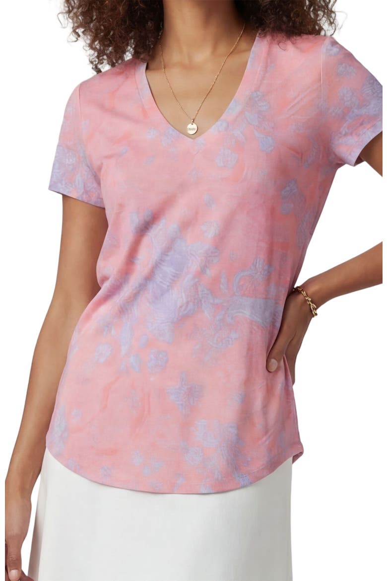 Paisley Explosion Womens V-neck Printed Top, Alternate, color, PAISLEY EXPLOSION CORAL