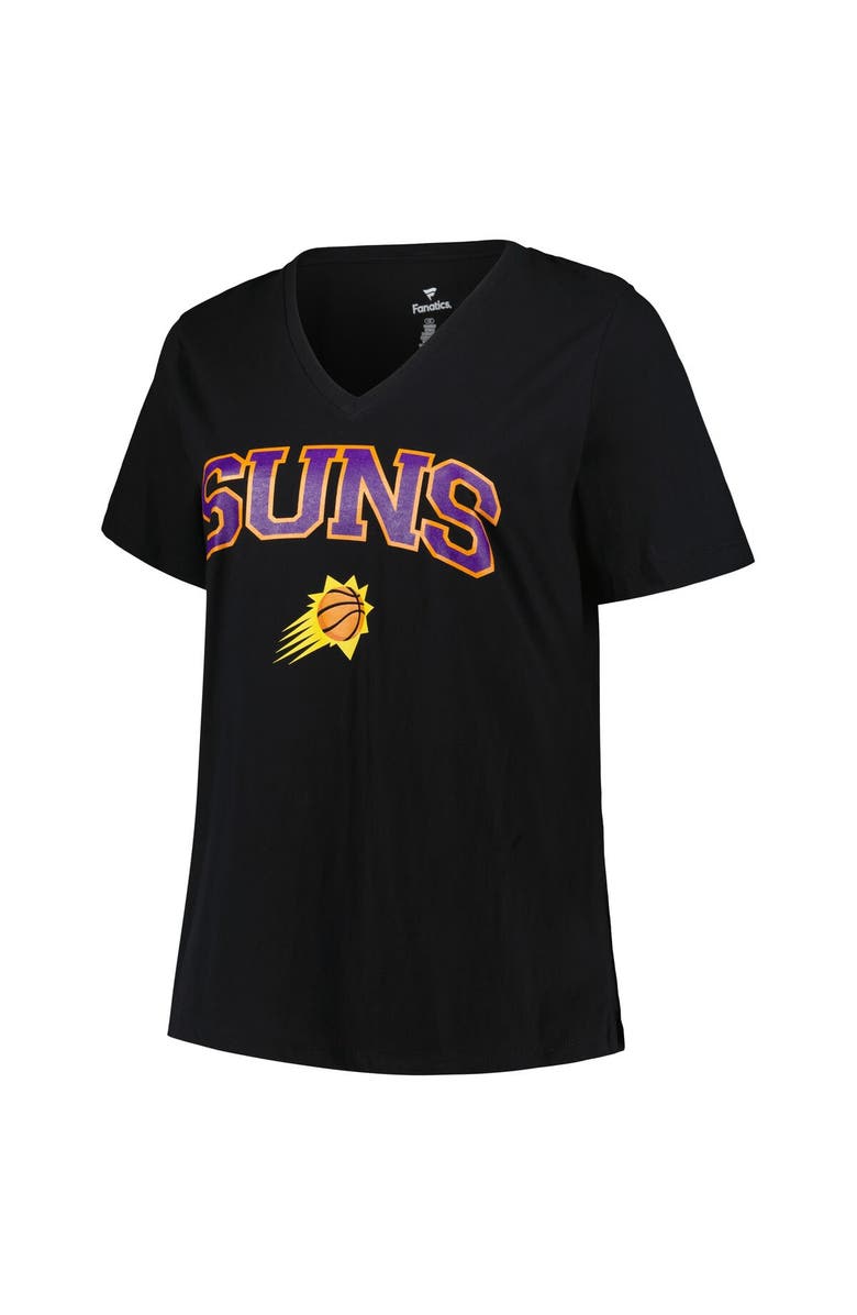 PROFILE Women's Profile Black Phoenix Suns Plus Size Arch Over Logo V-Neck T-Shirt, Alternate, color, Black