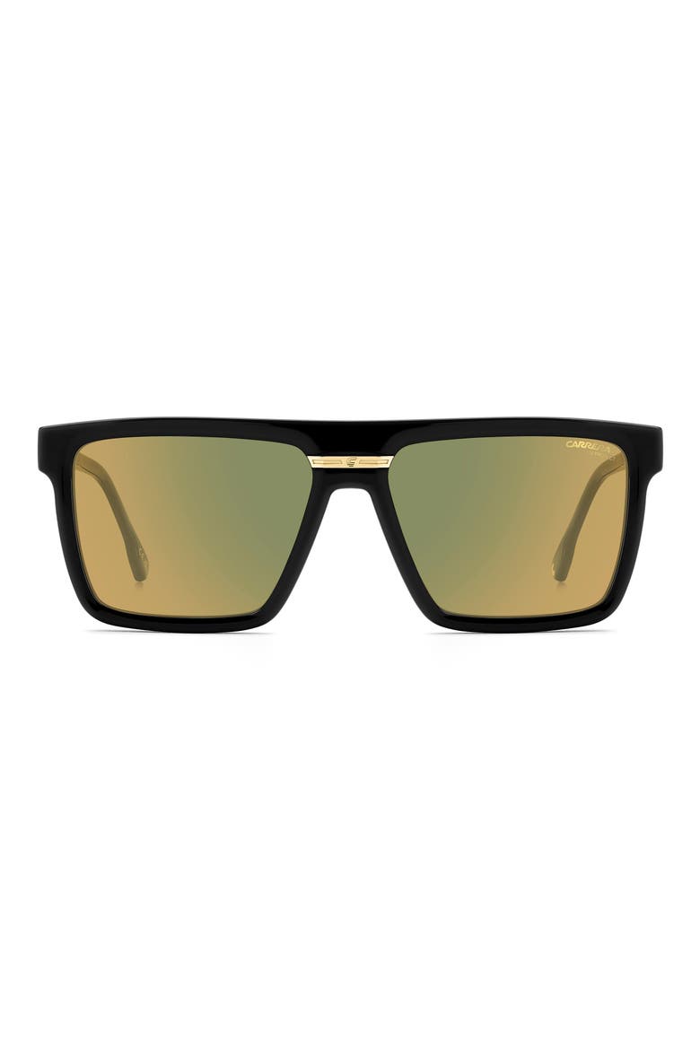 Victory 58mm Rectangular Flat Top Sunglasses, Main, color, BLACK YELLOW