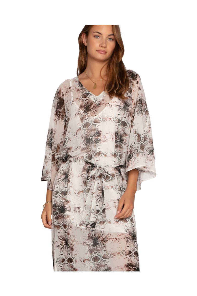 Heart On Fire Snake Print Kaftan, Alternate, color, Dark Brown